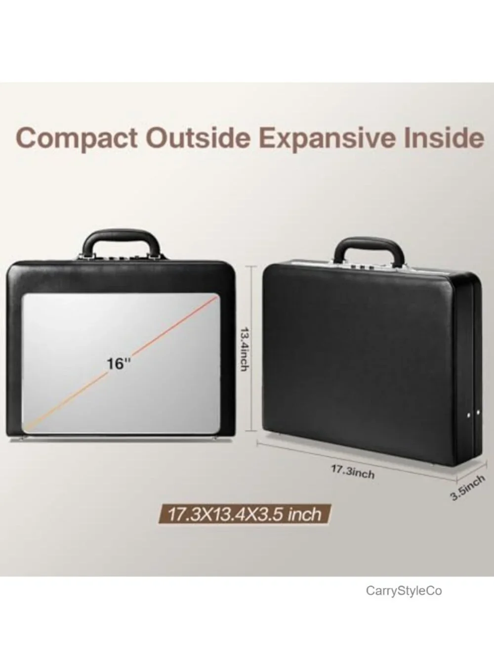 PU Leather Laptop Briefcase, 16 Inch for Men, Anti-Theft Lock